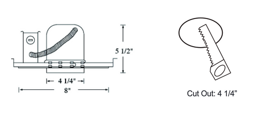 4" GU10 IC Rated New Construction Recessed Housing Dimensions