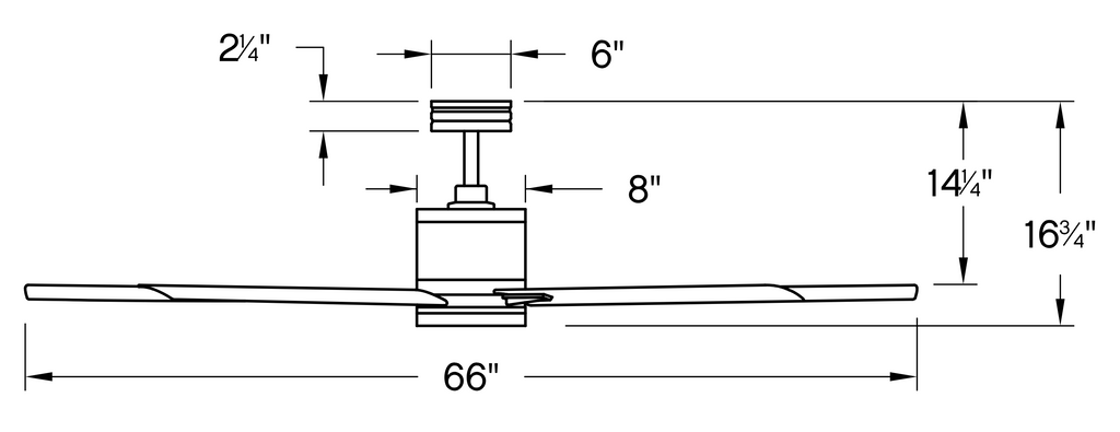 Hinkley 66" Vantage LED Smart Fan Dimensions